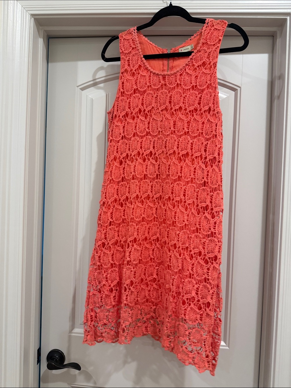 Daniel Cremieux Coral/Peach Crochet Mini Dress